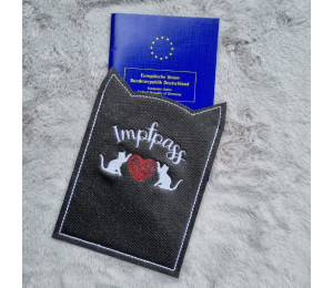 Stickserie ITH - Impfpasshülle Katzenkopf Ohren - 11 Motive Katze in 4 Varianten inkl. Blanko